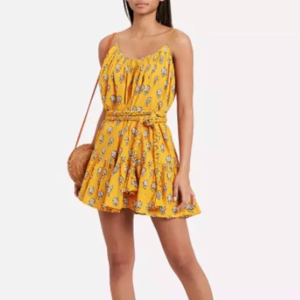 Rhode Resort Nala Dress Floral Yellow Mini Belted Sleeveless Sz M‎